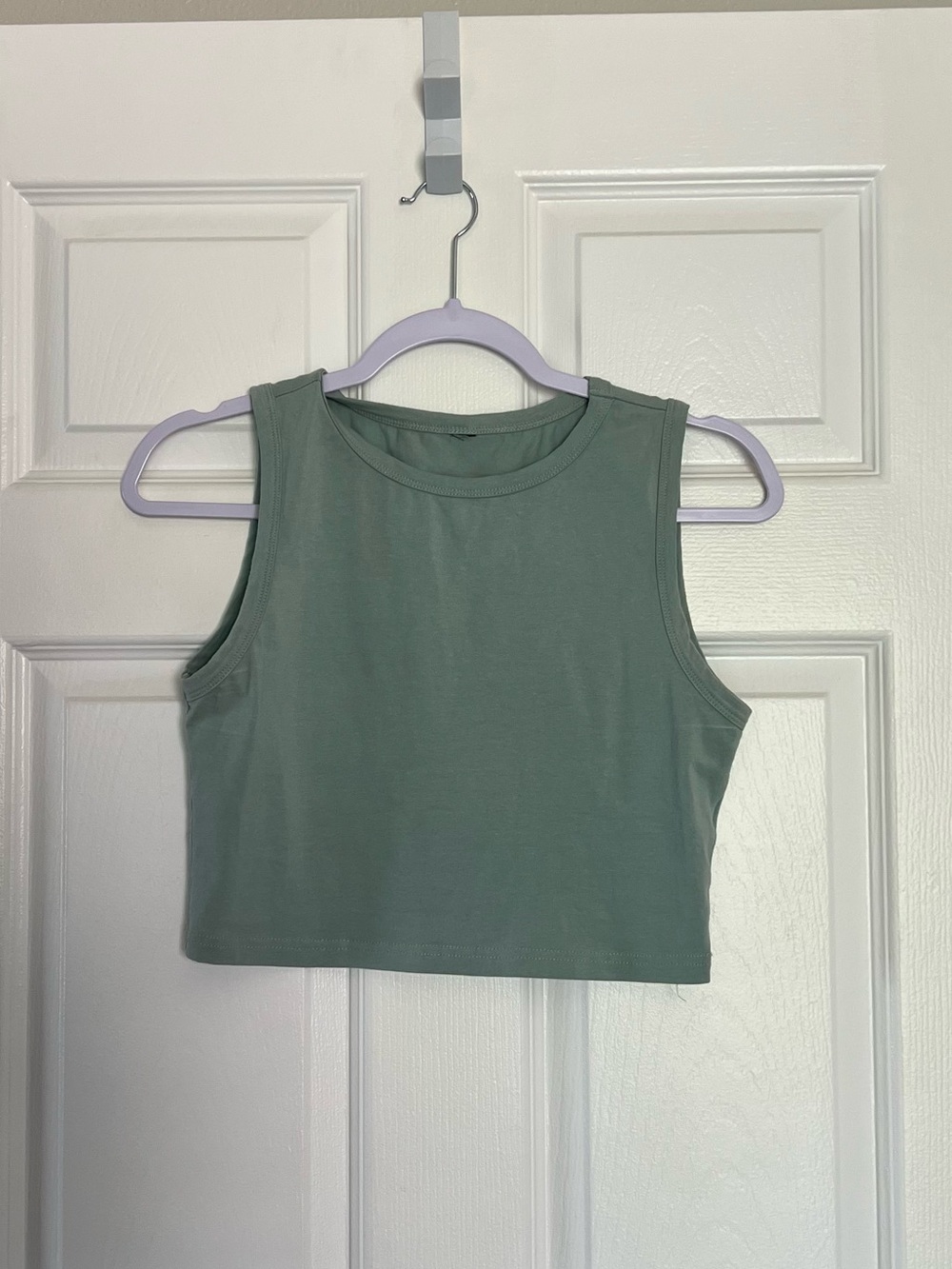 Lightweight sage green crop top